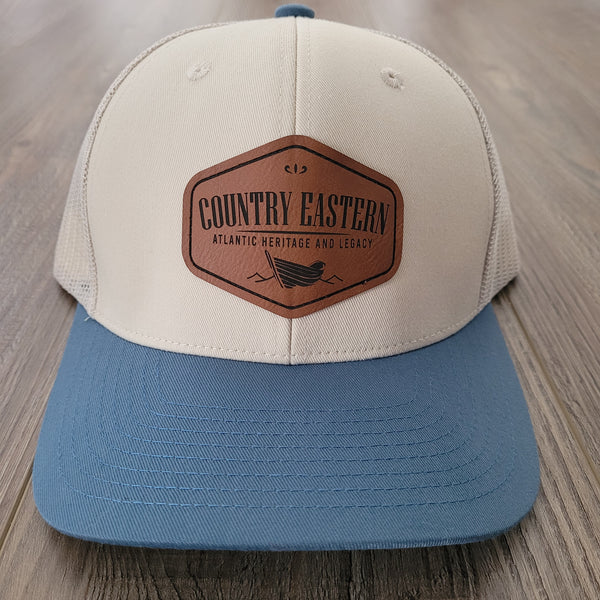Cream/Light Blue - Trucker Hat - Classic Country Eastern Patch
